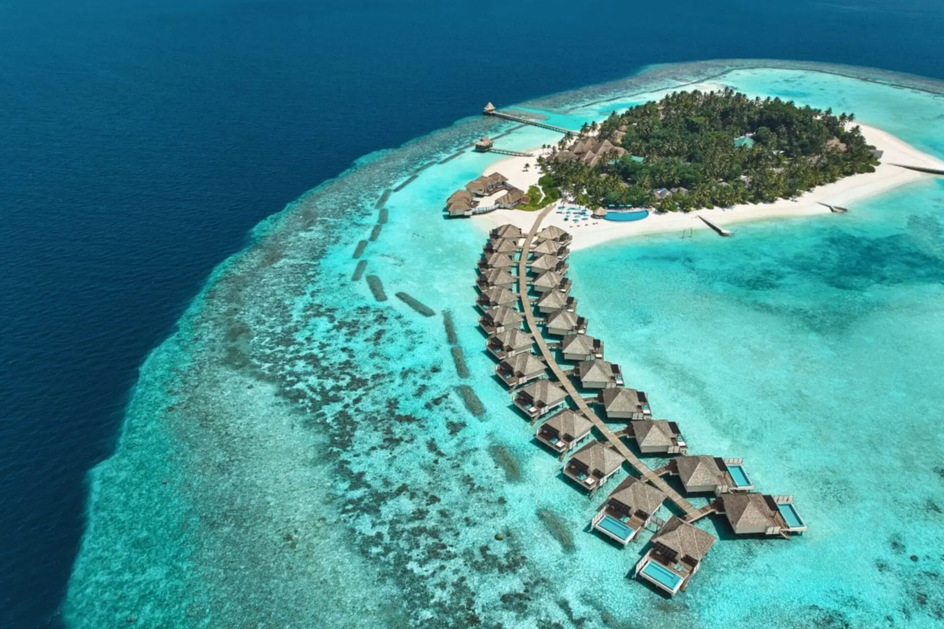 Overwater villas in the Maldives