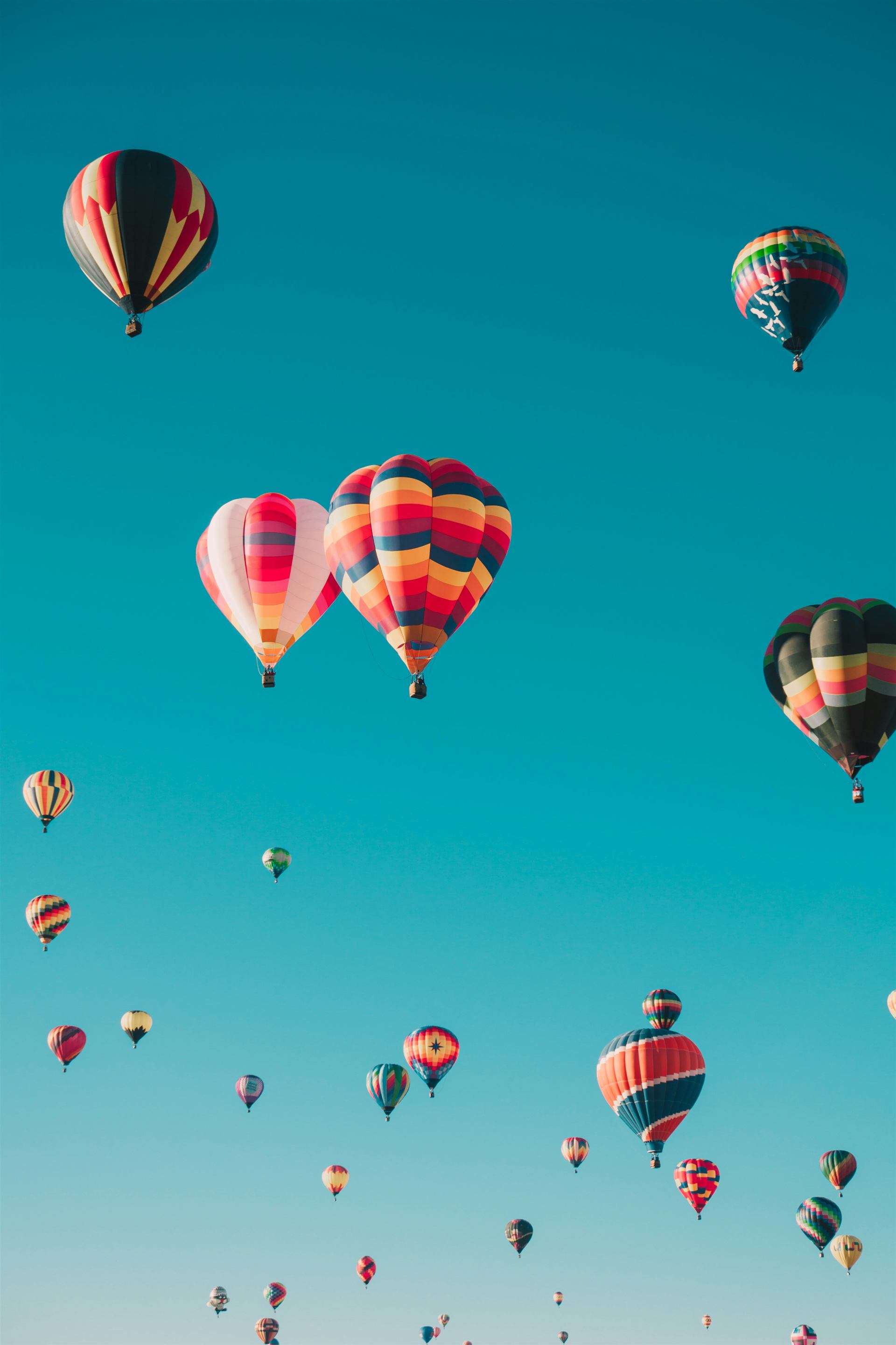 Hot air balloons over a valley